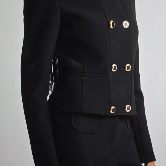 St. John Collection Double Breasted Stretch Crepe Crop Jacket - Picture 4 of 8